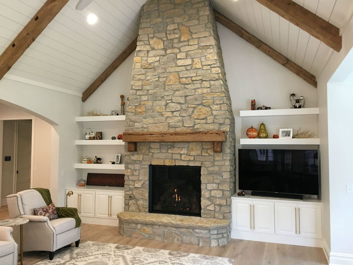 Modern Restoration Hardware Stone Fireplace