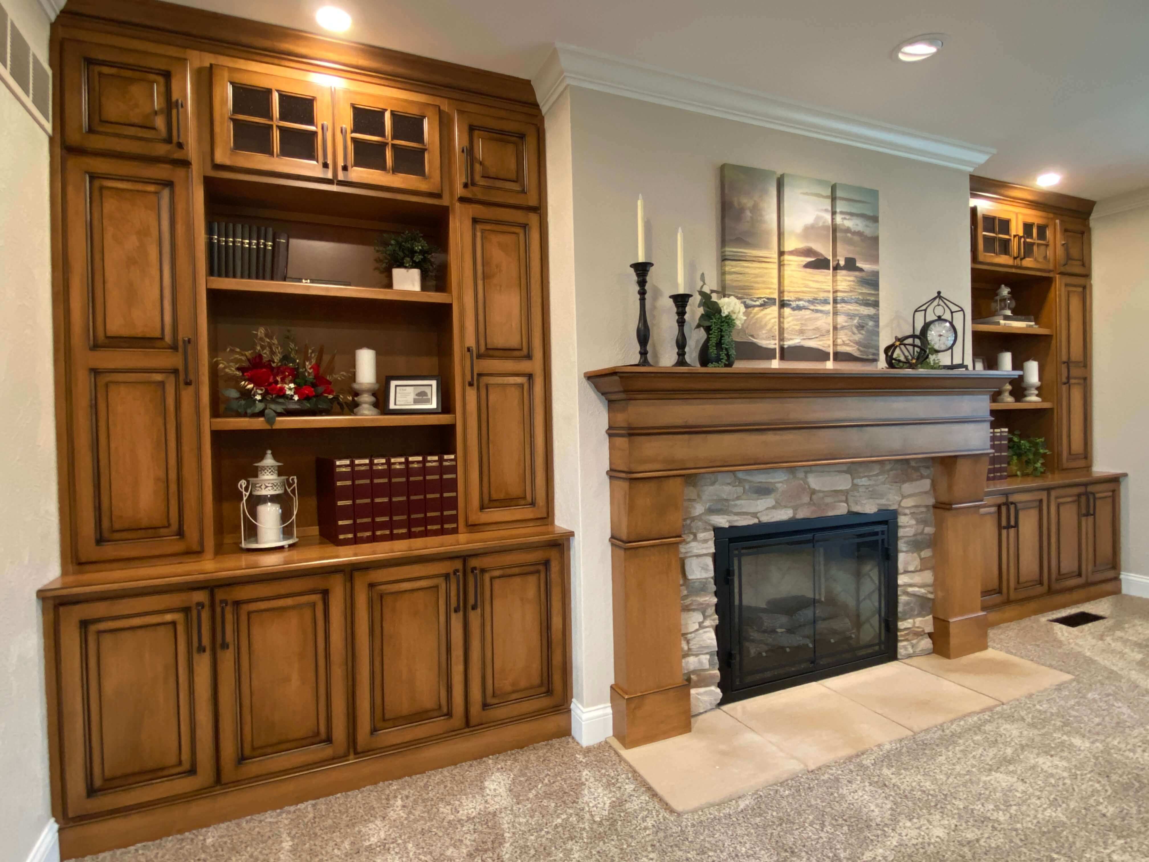 Glazed Maple Fireplace Living Room